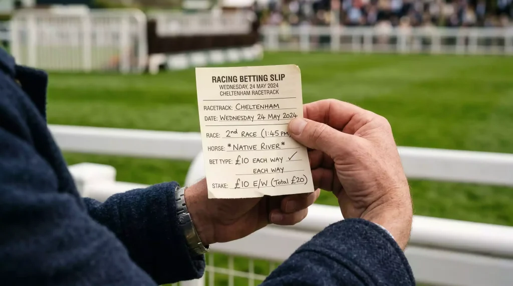 Each-way betting slip for the Grand National at Aintree racecourse